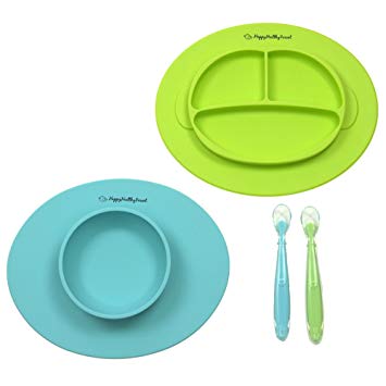 Silicone Bowl and Silicone Plate Easily Wipe Clean! Self Feeding Set Reduces Spills! Spend Less...