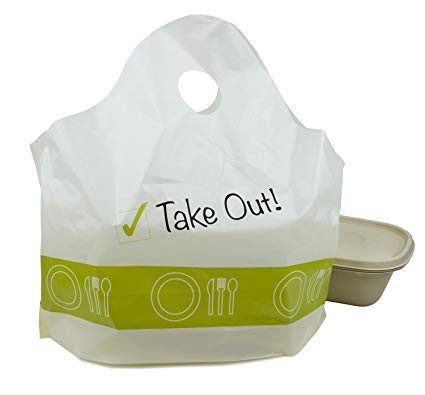 500 pc “Take Out!” Plastic Carry-Out Bags