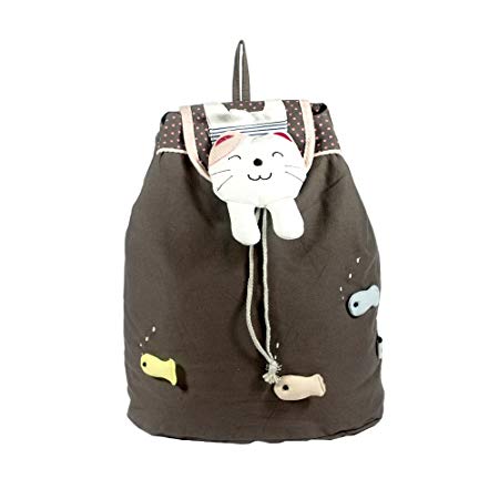 [Catch the Fish] 100% Cotton Fabric Art School Backpack / Outdoor Backpack
