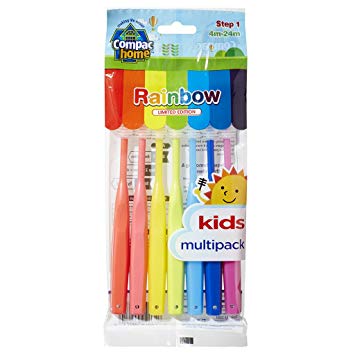 Super Value Pack 7ct BPA Free Baby Toothbrushes Step 1 for Ages 4-24 Months