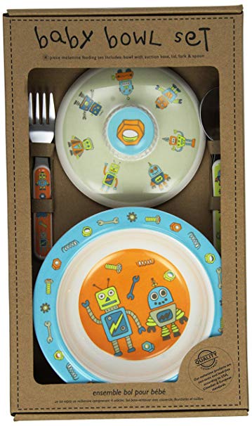 Sugarbooger Covered Suction Bowl Gift Set, Retro Robot