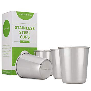 Stainless Steel Cups for Kids and Toddlers - Set of Four 8 oz BPA Free Cups - by HumanCentric
