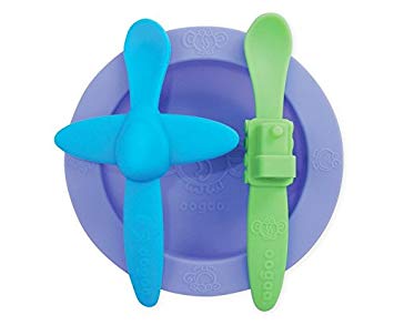 oogaa Baby Mealtime Set – Easy Clean, Baby Safe – Purple, Blue, and Green