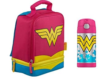 DC Comics Wonder Woman Lunch Bag with Cape & Funtainer Thermos