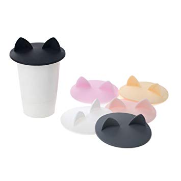 Aspire Cute Cup Covers, Cat Ears Food Grade Silicone Lids For Coffee Mug-Assorted- 20 Packs