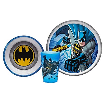 Zak! Designs Batman 3-piece Mealtime Set includes Plate, Bowl and Tumbler, BPA-free by Zak Designs