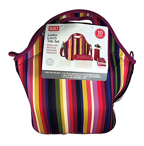 Built New York 10 Piece Ladies Lunch Tote Set (Colorful Stripe)