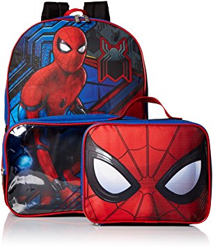 Marvel Boys' Spiderman Backpack with Lunch Window Pocket, Blue